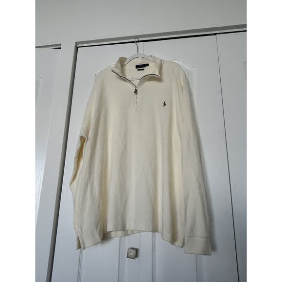 POLO RALPH LAUREN Estate Rib 1/4 Zip Pullover Mens 2XLT Parchment Cream Knit - Picture 1 of 13